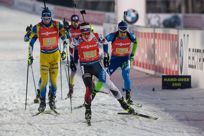 Závod SP v biatlonu (štafeta mužů 4 x 7,5 km) v Novém Městě na Moravě. Na snímku: