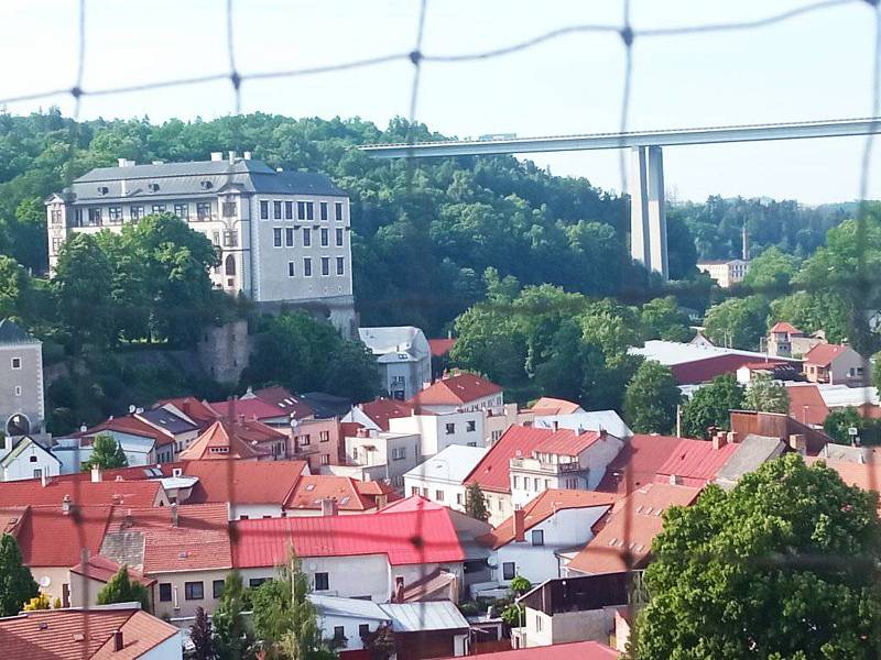 Pohled na Velké Meziříčí z věže kostela svatého Mikuláše.