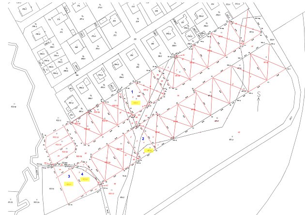 Mapa parcel v Pohledci u Nového Města na Moravě.