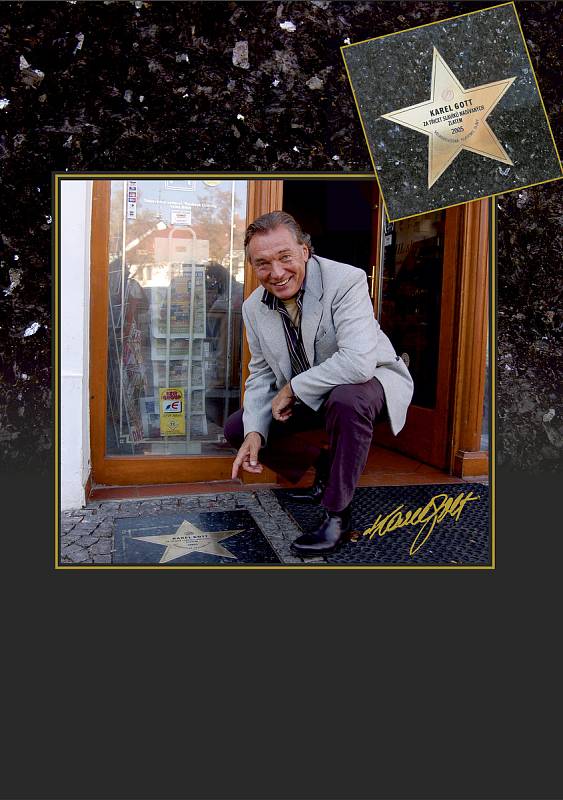 Hvězda Karla Gotta byla do Bítešského chodníku slávy zasazena v roce 2005.