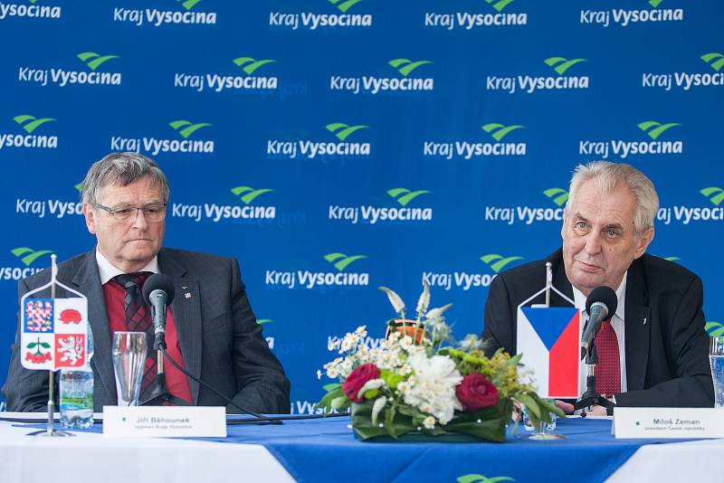 Třetí den návštěvy prezidenta republiky v Kraji Vysočina. Závěrečná tisková konference.