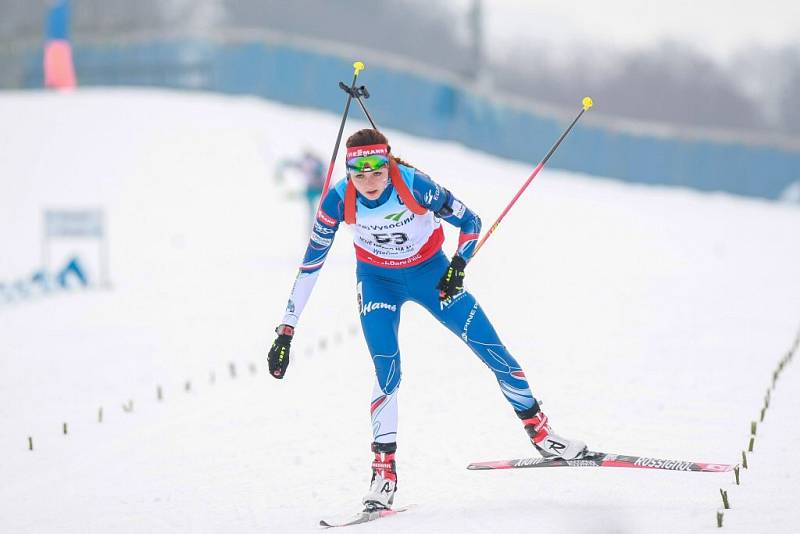 Sprint žen na juniorském ME v biatlonu v Novém Městě na Moravě.