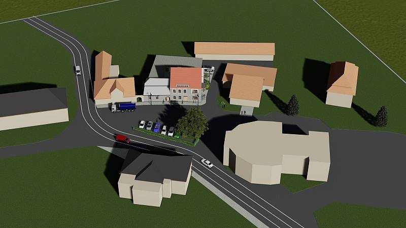 První návrh a plán víceúčelové budovy, která vznikne v centru obce.