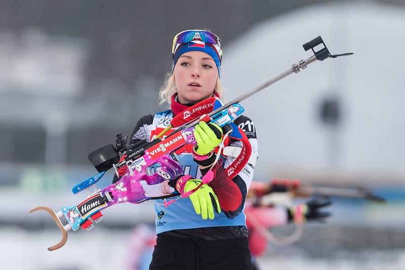 České biatlonistky na tréninku 18. prosince 2018 v Novém Městě na Moravě před závody Světového poháru.