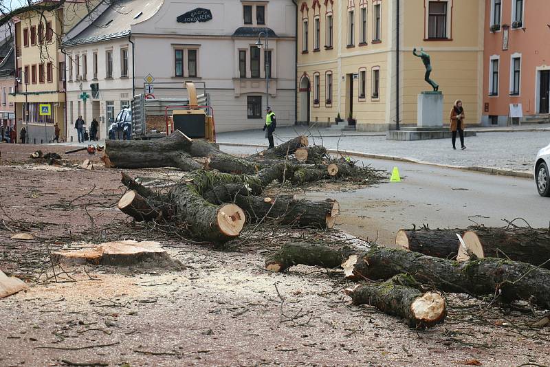 Do kmenů stromů se zakously motorové pily.