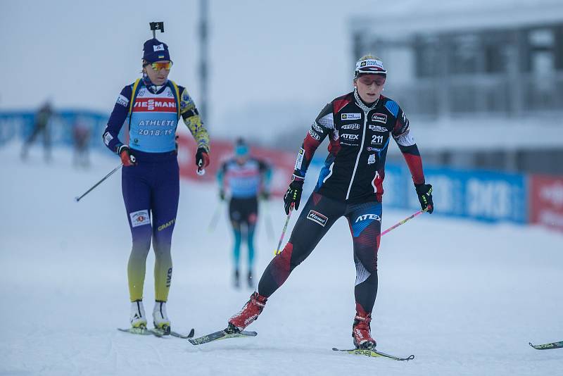 České biatlonistky na tréninku 18. prosince 2018 v Novém Městě na Moravě před závody Světového poháru.