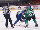 Ve třetím kole letošního ročníku Vesnické hokejové ligy se nejlépe dařilo hráčům Vatína (v šedých dresech) a Bohdalce (v zelených dresech).