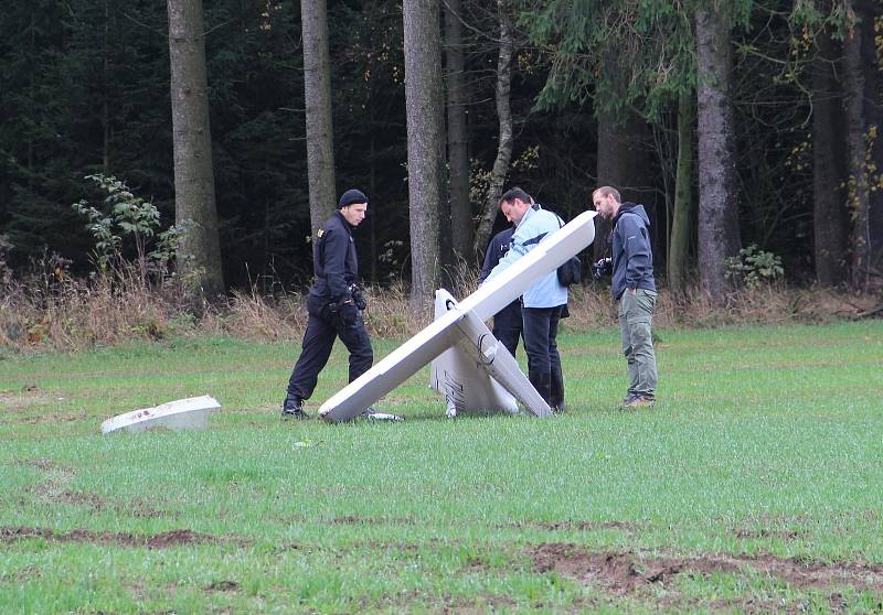 Na louku u lesa poblíž obce Nížkov na Žďársku se v úterý před jednou hodinou odpolední zřítilo malé sportovní letadlo.