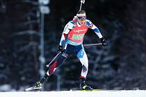 Ondřej Moravec v závodu Světového poháru v biatlonu - štafeta 4 x 7,5 km mužů.