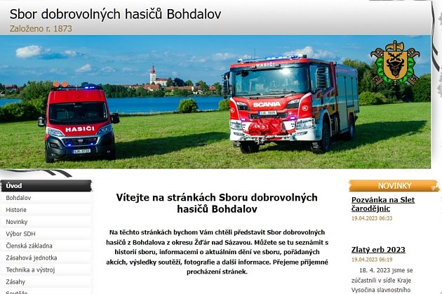 Zlatý erb: nejlepší web mají hasiči z Bohdalova, obhájili vítězství z loňska
