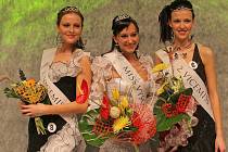 Miss Vysočiny pro rok 2008 se stala Andrea Navrátilová z Třebíče (uprostřed), titul první vicemiss získala Barbora Záňová z Chrasti u Chrudimi (vlevo), a druhou vicemiss se stala Štěpánka Havlíková z Třebíče.