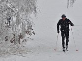Běžkaři se mohou na Žďársku zatím svézt jen ve vlastních stopách. Strojovou úpravu komplikovalo v pondělí vydatné sněžení. 