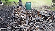 Zahradní chatka lehla popelem. Foto: HZS Kraje Vysočina