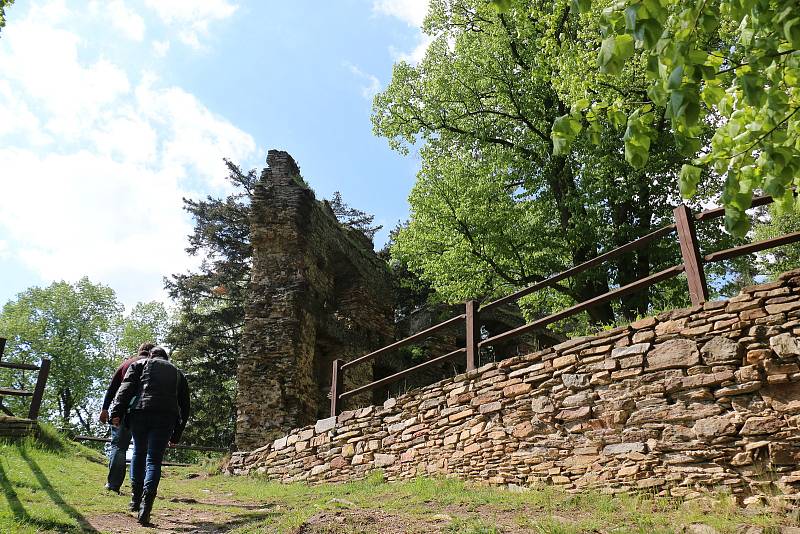 Zřícenina hradu se nachází přímo uprostřed Dalečína.