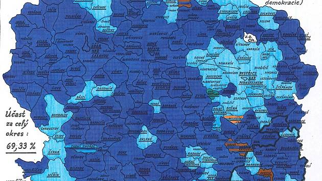 Obrazová řeč kartogramů: podívejte se, jak volby přebarvily Žďársko