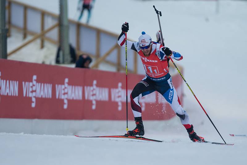 Závod SP v biatlonu (štafeta mužů 4 x 7,5 km) v Novém Městě na Moravě. Na snímku: Michal Šlesingr.