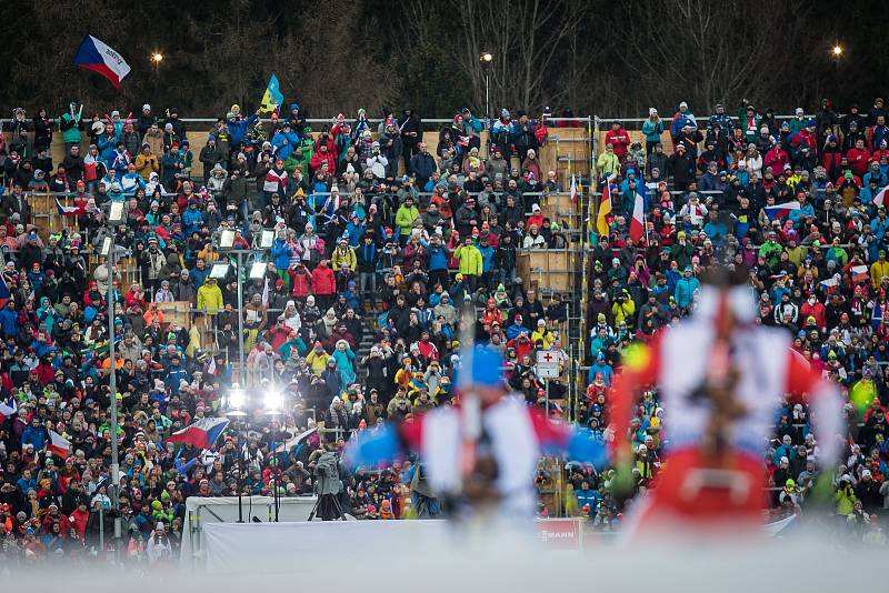 Diváci na závodu SP v biatlonu v Novém Městě na Moravě.