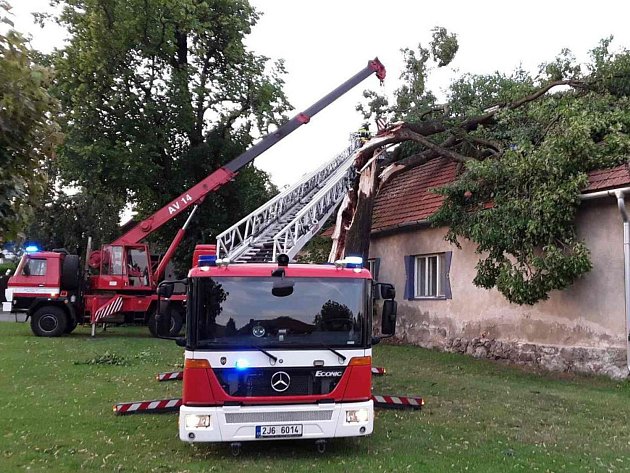OBRAZEM: V Pikárci spadl strom na rodinný dům