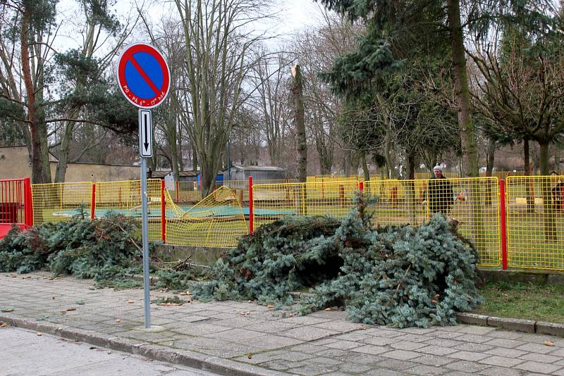 V Lysé poškodil strom část plotu u školky na sídlišti.