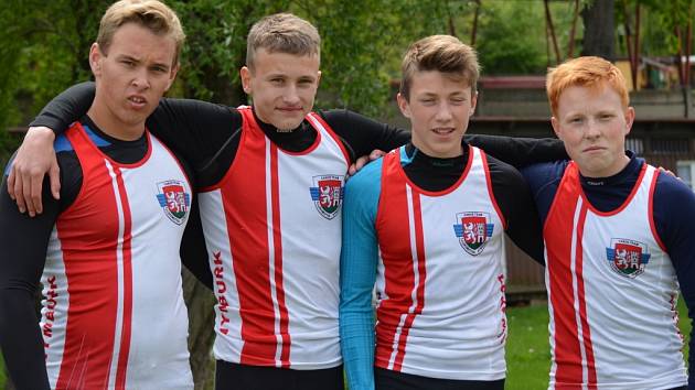 ZAZÁŘILI. Nejúspěšnější závodníci Lokomotivy- zleva Jakub Černý, Dan Kořínek, Petr Fuksa, Filip Vohradský 