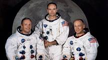 Posádka Apolla 11 v roce 1969. Zleva: Neil Armstrong, Michael Collins, Edwin Aldrin.