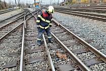 Netradiční zásah drážních hasičů u kolínského nádraží.