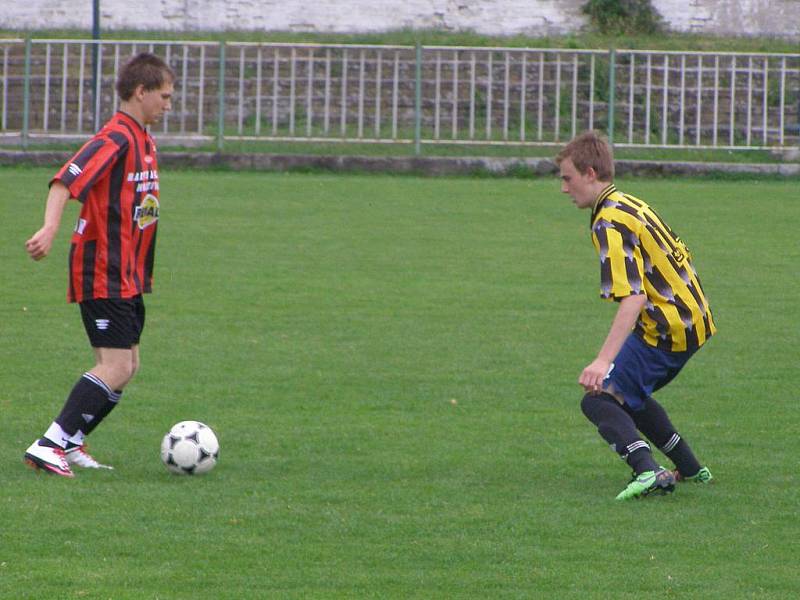 Z fotbalového utkání krajského přeboru mladšího dorostu Polaban Nymburk - Kutná Hora (5:0)