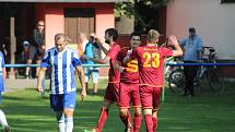 Z fotbalového utkání I.A třídy Slovan Poděbrady - Pšovka Mělník (4:1)