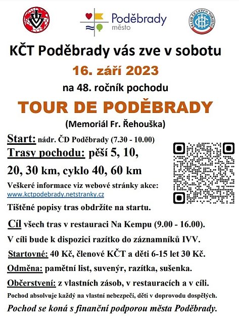 Pozvánka na 48. ročník turistického pochodu Tour de Poděbrady.