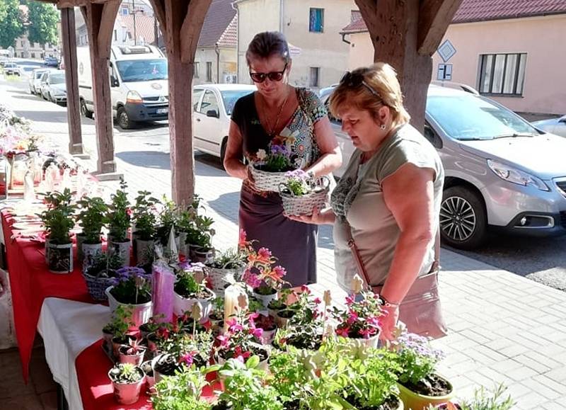 Z prodejní výstavy prací zručných seniorů z rožďalovického domova.