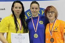 SENZACE. Plavkyně SKP Nymburk Anežka Nováková (vpravo) získala na republikovém šampionátu v Plzni bronzovou medaili    