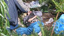 Mrtvého bezdomovce našla úklidová četa ve čtvrtek ráno pod vrbou u nymburského Lidlu.