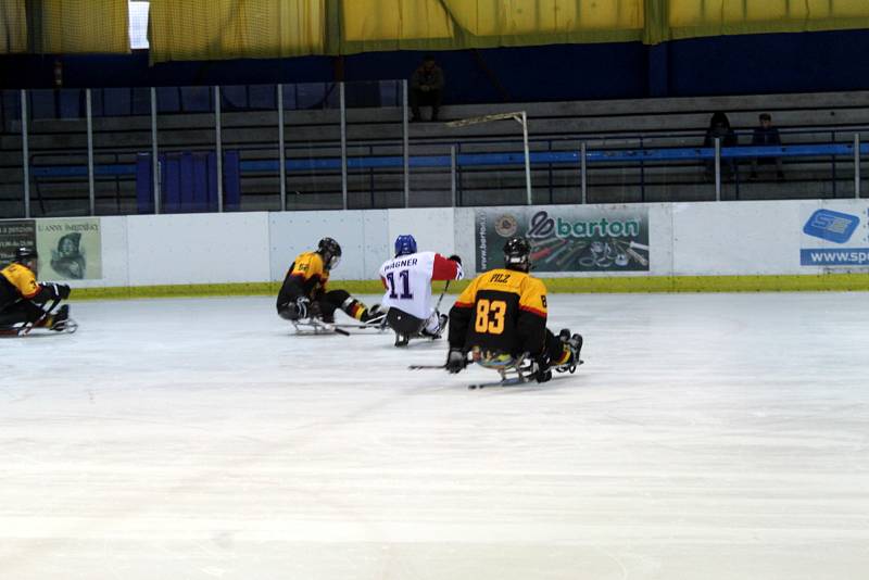 Momentky ze sobotního zápasu v para hokeji, kdy Češi zdolali Němce 3:2 v prodloužení.