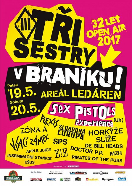 Skupina Tři sestry 19. - 20. 5. 2017 oslaví své 32. narozeniny na výročním koncertu „Tři sestry 32 Let Open Air“ opět v pražském areálu Ledárny Braník!