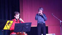 Z koncertu Moniky Načevy, Michala Pavlíčka a Pavel Bořkovec Quartetu v kině Sokol v Nymburce.