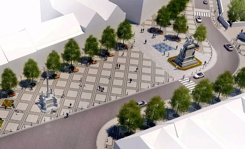 Vizualizace návrhů podoby Jiřího náměstí městského architekta Milana Košaře.