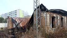 Požárem zničená bývalá výtopna na sídlišti Jankovice v Nymburce.