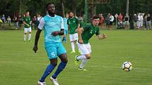 Z fotbalového utkání ČFL Polaban Nymburk - Loko Vltavín (0:0, penalty 6:7)