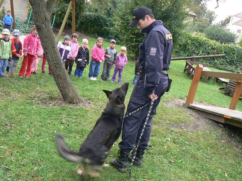 Psovod, pejsci a děti ze školky