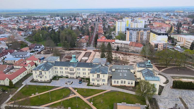 Pohled na Poděbrady z ptačí perspektivy.