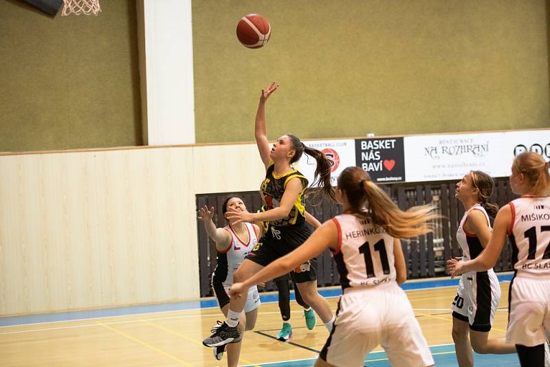 Z basketbalového utkání žákovské ligy starších žákyň U15 Slaný - Sadská 51:59