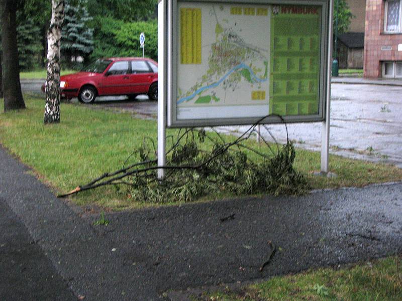 Polámané větve byly v nymburských parcích.