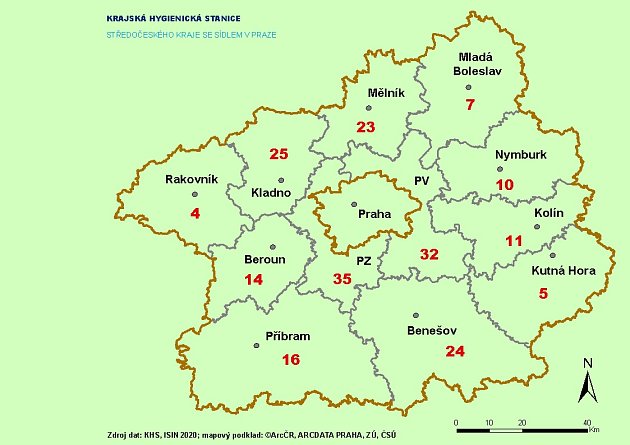 Situace ve Středočeském kraji ve čtvrtek 26. března ráno.