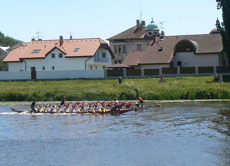 Závody Dračích lodí na Labi v Nymburce