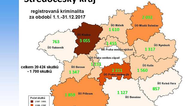 Statistika kriminality v roce 2017 ve Středočeském kraji.