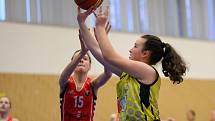 Z basketbalového utkání Středočeského přeboru starších minižákyň U13 Sadská - Mladá Boleslav (119:12)