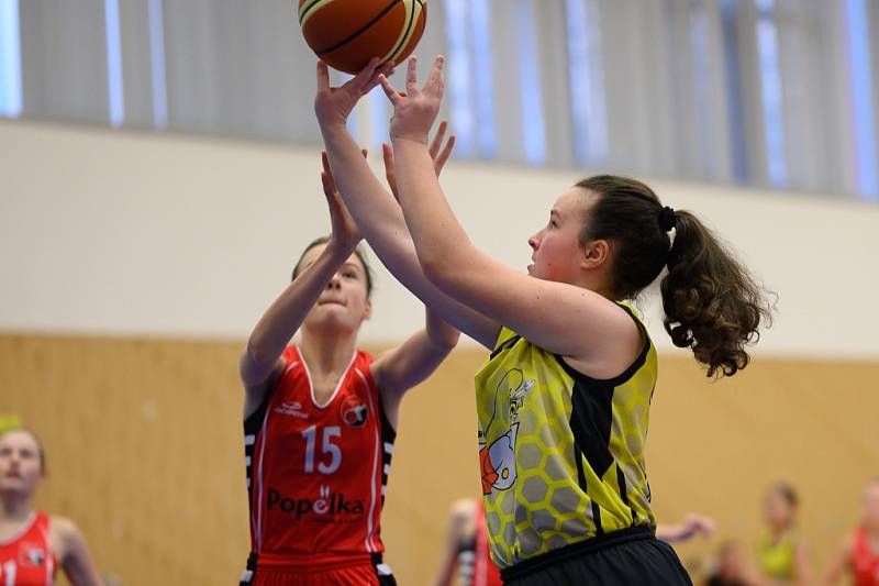 Z basketbalového utkání Středočeského přeboru starších minižákyň U13 Sadská - Mladá Boleslav (119:12)