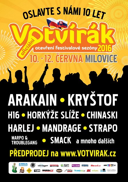Pozvánka na 10. ročník festivalu Votvírák v Milovicích.