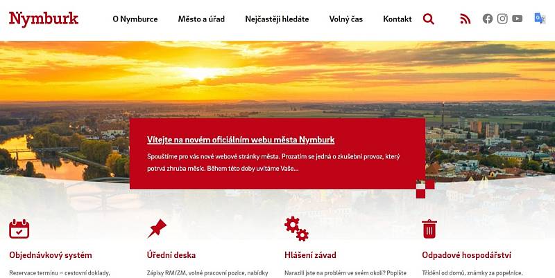 Nymburská radnice má novou podobu webových stránek, která přináší nové služby.