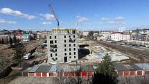 Březen 2018 - výstavba bytů u nádraží Olomouc - Nová Ulice v Olomouci (Wolkerova ulice)